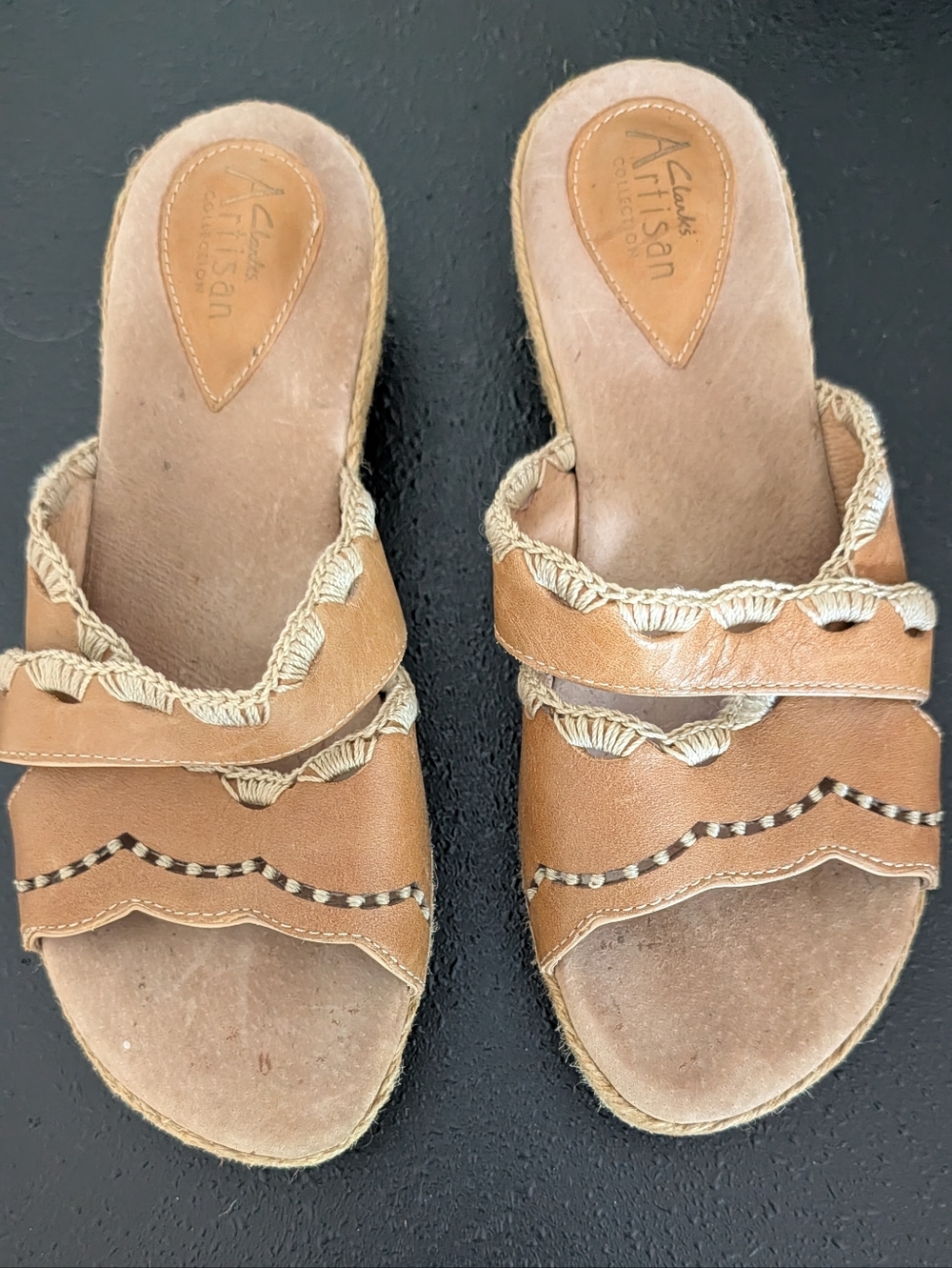 Tan Leather Slip-On Sandals